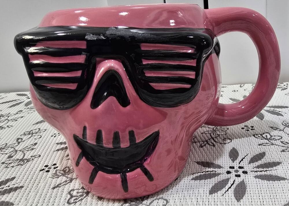 Pink Skull Mug with Sunglasses–Ceramic Coffee Cup (Hyde & EEK! Target Exclusive)